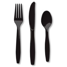 Black Plastic Cutlery (x8 Sets)