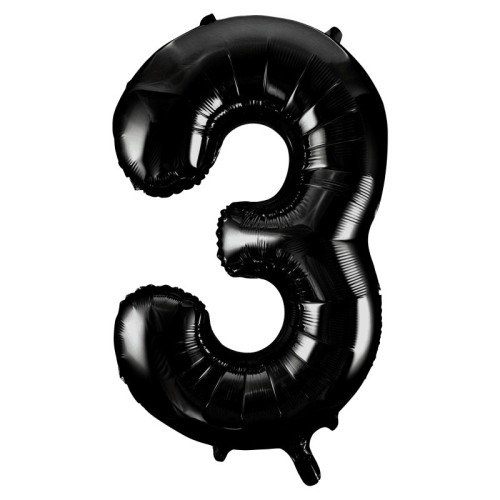 Black Number 3 34" Foil Number Balloon