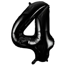Black Number 4 34" Foil Number Balloon
