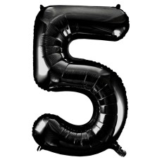 Black Number 5 34" Foil Number Balloon