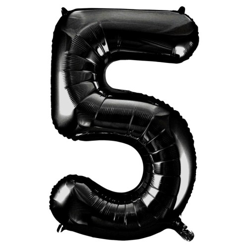 Black Number 5 34" Foil Number Balloon