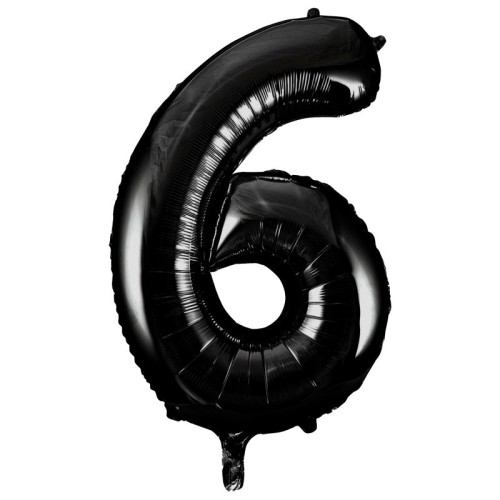 Black Number 6 34" Foil Number Balloon