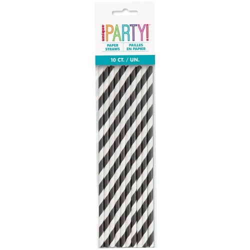 Black Stripe Paper Straws (10 Pack)