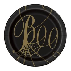 Black & Gold Spiderweb 7" Plates (8 Pack)