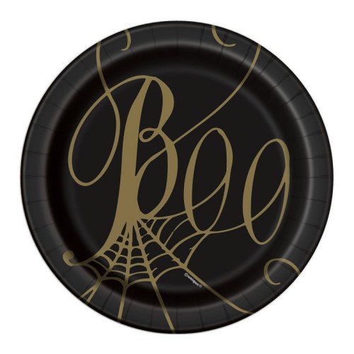 Black & Gold Spiderweb 7" Plates (8 Pack)