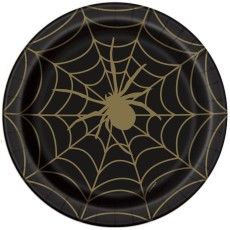 Black & Gold Spiderweb 9" Plates (8 Pack)