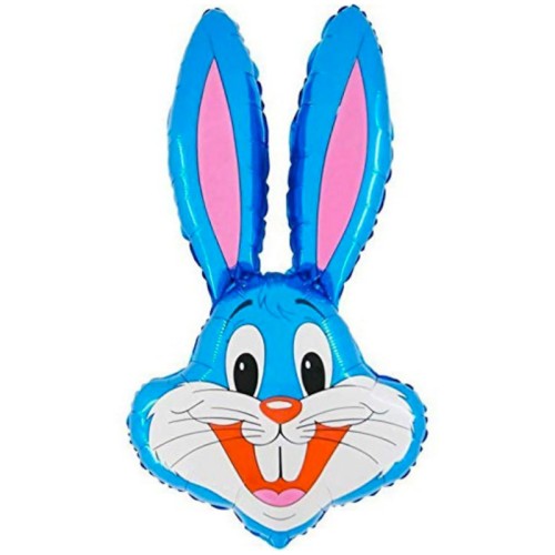 Blue Bunny Rabbit Head 37" Foil Balloon