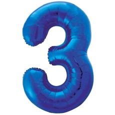 Blue Number 3 34" Foil Number Balloon