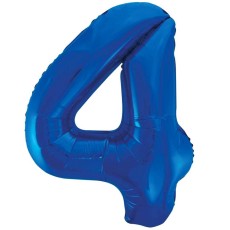 Blue Number 4 34" Foil Number Balloon