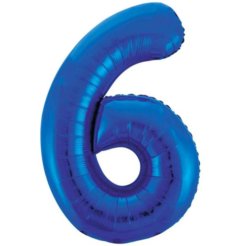 Blue Number 6 34" Foil Number Balloon