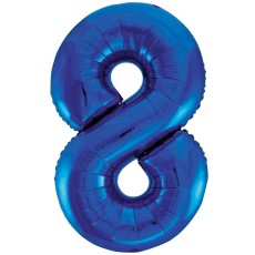 Blue Number 8 34" Foil Number Balloon
