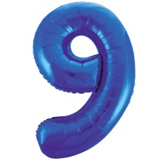Blue Number 9 34" Foil Number Balloon