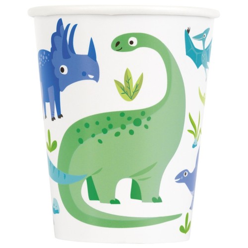 Blue & Green Dinosaur Paper Cups (8 Pack)