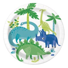 Blue & Green Dinosaur 7" Plates (8 Pack)