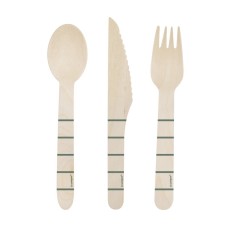 Botanical Striped Wooden Cutlery (4 Pack)