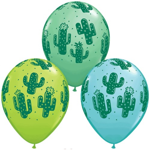 Cactus Assorted Colour 11" Latex Balloons (6 Pack)