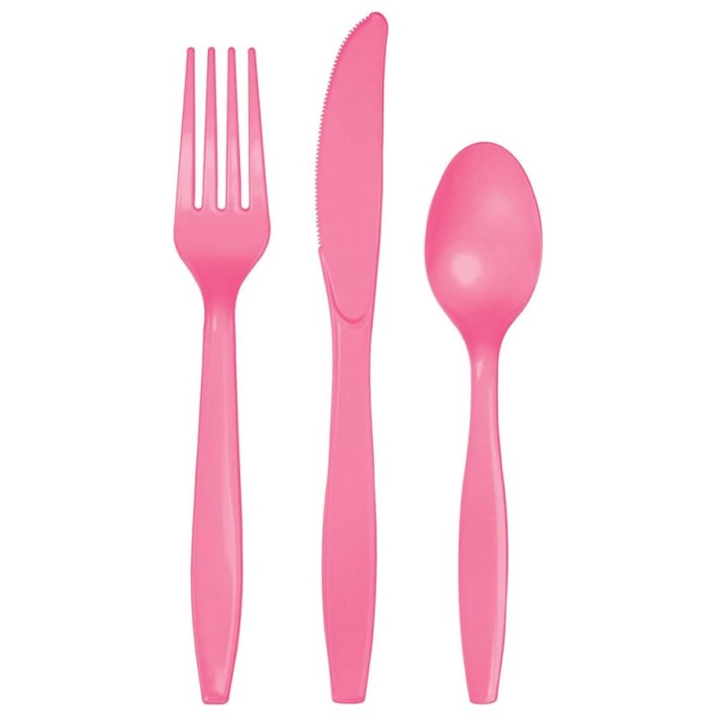 Buy Candy Pink Plastic Cutlery (x8 Sets ...