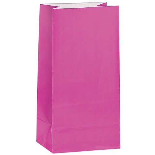 Cerise Pink Paper Sweet Bags (12 Pack)