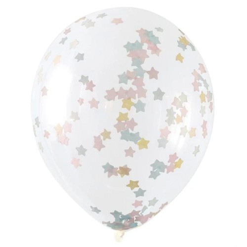 Clear Balloon with Star Confetti (5 Pack)
