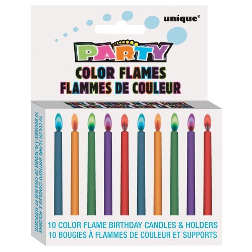 Multicoloured Flame Candles (10 Pack)
