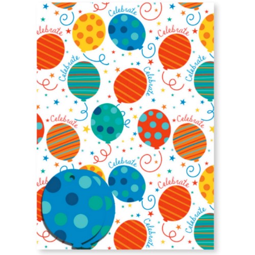 Colourful Balloons Gift Wrap Sheets & Tags (2 Pack)