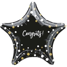Congrats Black Star 18" Foil Balloon