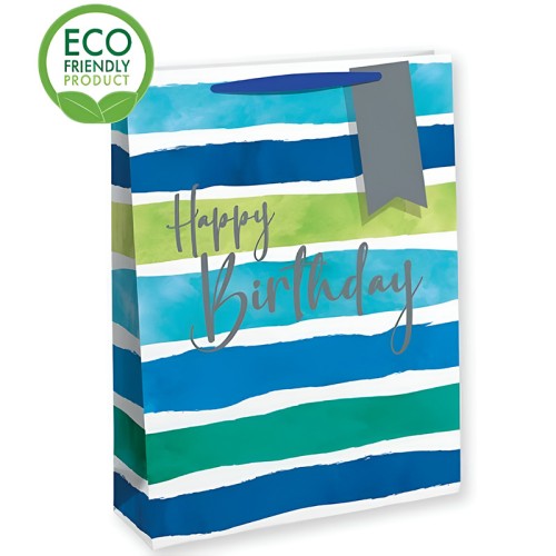 Cool Happy Birthday Stripes Gift Bag (Large)