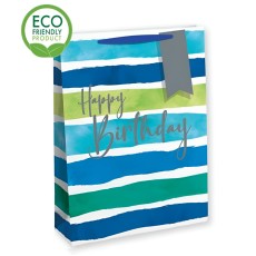 Cool Happy Birthday Stripes Gift Bag (Medium)