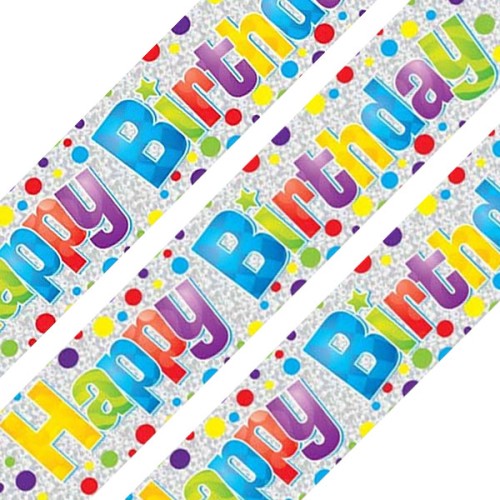 Dotty Happy Birthday Holographic Foil Banner