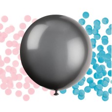 Gender Reveal Balloon with Blue & Pink Confetti