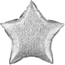 Glittergraphic Silver Star Foil Balloon (20")