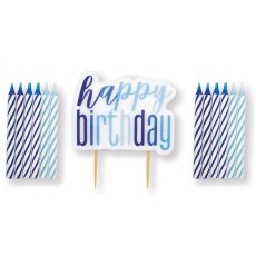 Glitz Blue Happy Birthday Candle Set (13 Pack)