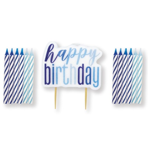 Glitz Blue Happy Birthday Candle Set (13 Pack)
