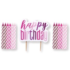 Glitz Pink Happy Birthday Candle Set (13 Pack)
