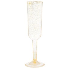 Gold Glitter Plastic Champagne Flute (4 Pack)