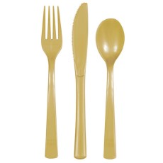 Gold Plastic Cutlery (x6 Sets)