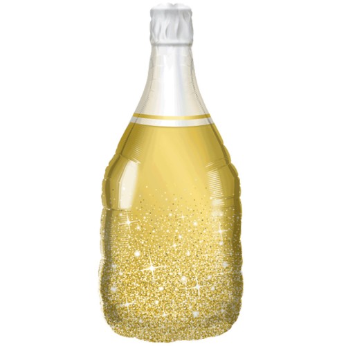 Golden Bubbly Wine Bottle 39" Foil Balloon