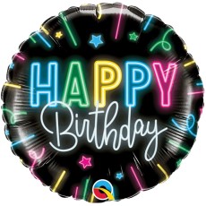 Happy Birthday Neon Glow 18" Foil Balloons