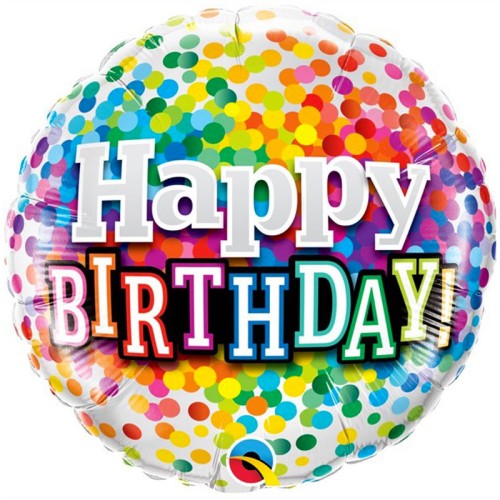 Happy Birthday Rainbow Confetti 18" Foil-Balloon