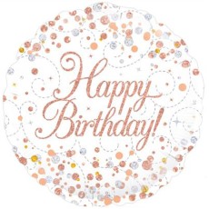 Sparkling Fizz White Happy Birthday 18" Foil Balloon