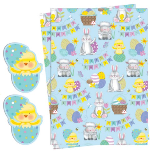 Happy Easter Colourful Gift Wrap Sheets & Tags