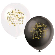 Happy New Year 12" Latex Balloons (8 Pack)