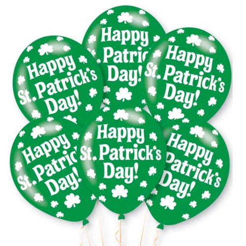 Happy St. Patrick's Day Green Latex Balloons (6 Pack)