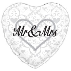 Heart Shaped Mr & Mrs 18" Foil Balloon