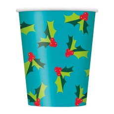Holly Santa Paper Cups (8 Pack)