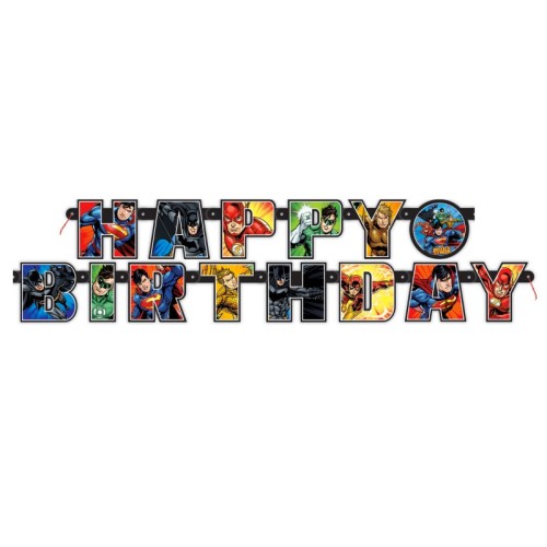 Justice League Jointed Happy Birthday Banner