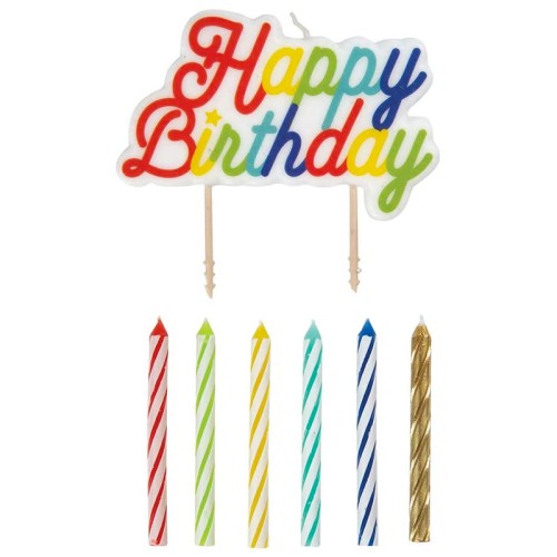 Large Happy Birthday Pick Candle (7 Pack)