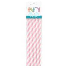 Lovely Pink Stripe Paper Straws (10 Pack)