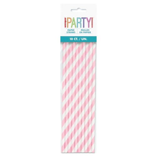 Lovely Pink Stripe Paper Straws (10 Pack)