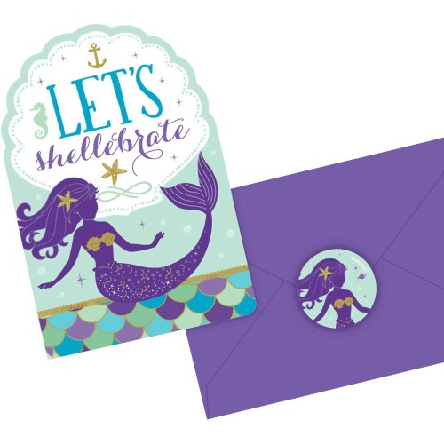 Mermaid Party Postcard Invitations (8 Pack)